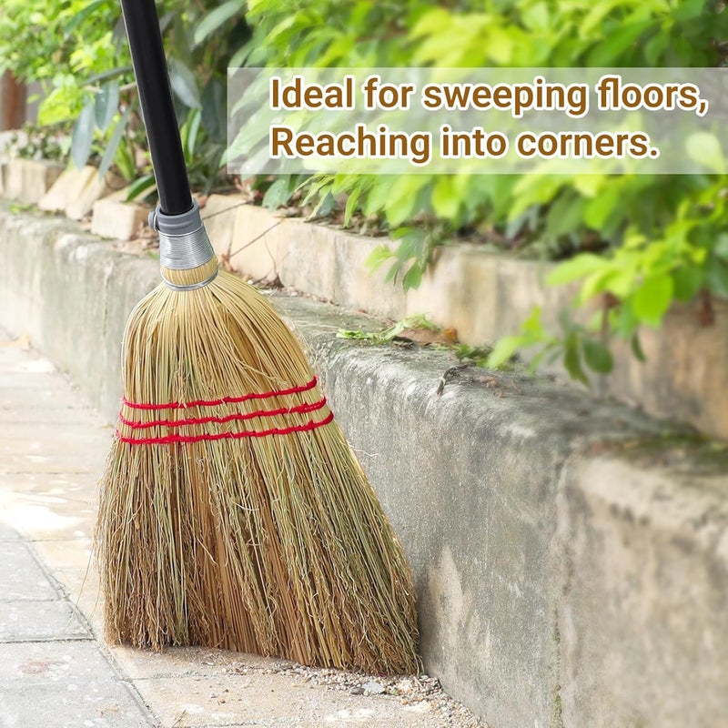 TrueYee Outdoor Corn Broom, Household Indoor and Outdoor Broom Suitable for Sweeping Gravel, Fallen Leaves and Sand on Yard, Garage, Lawn, Stone Path and Concrete Floor (Total Length 59") - Image 5